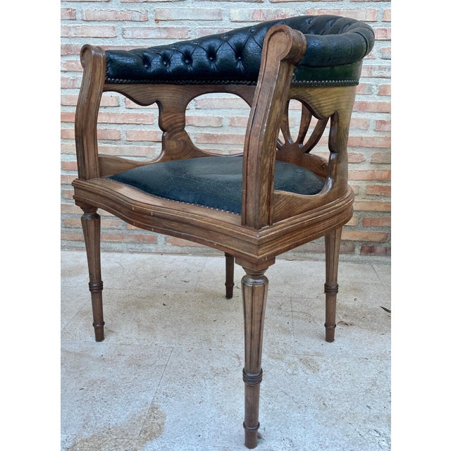 French Dining Armchairs In Leather And Walnut, 1950s, Set Of 4 For Sale - Image 12 of 18