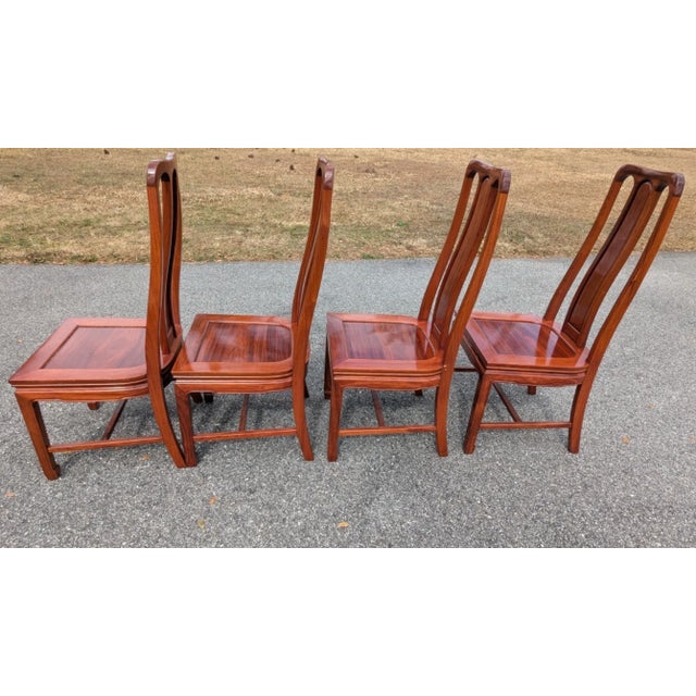 Chinoiserie Asian-Style Rosewood Dining Chair Set of 8 For Sale - Image 4 of 18