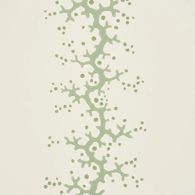 Contemporary Schumacher Coral Stripe Wallpaper In Green For Sale - Image 3 of 6