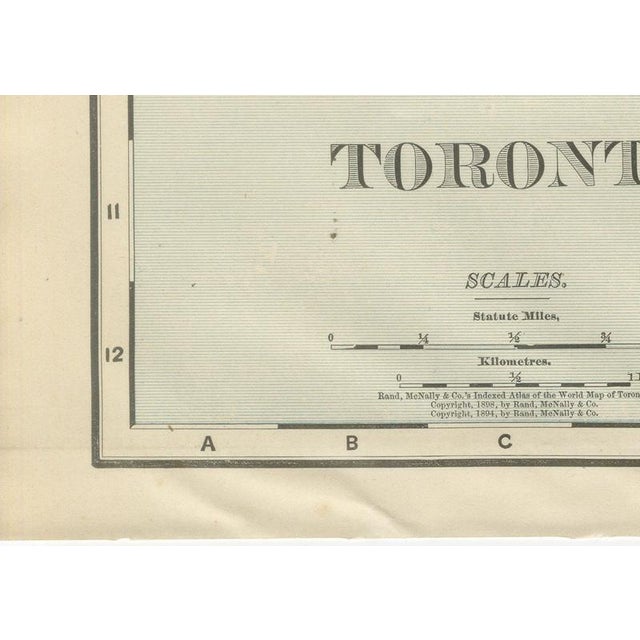 Black Antique Map of Toronto with Queens Park by Rand McNally, 1899 For Sale - Image 8 of 12
