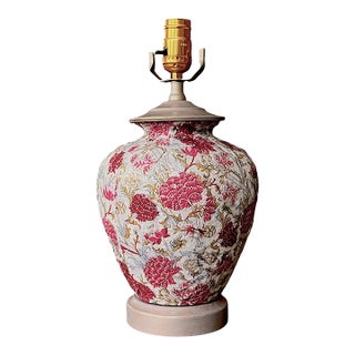 Art Nouveau Botanical William Morris "Cray" Floral English Cottage, Chintz Ceramic Table Lamp Base, Ginger Jar Style, Artist Studio Original For Sale