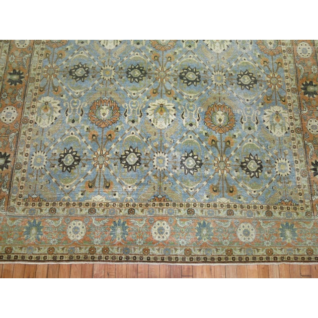 Textile Early 20th Century Light Blue Persian Pigeon Rug For Sale - Image 7 of 7