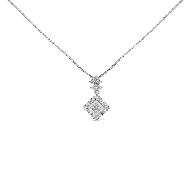 This exquisite necklace, meticulously crafted from rhodium-plated 10K white gold, marries the timeless luster of gold with...