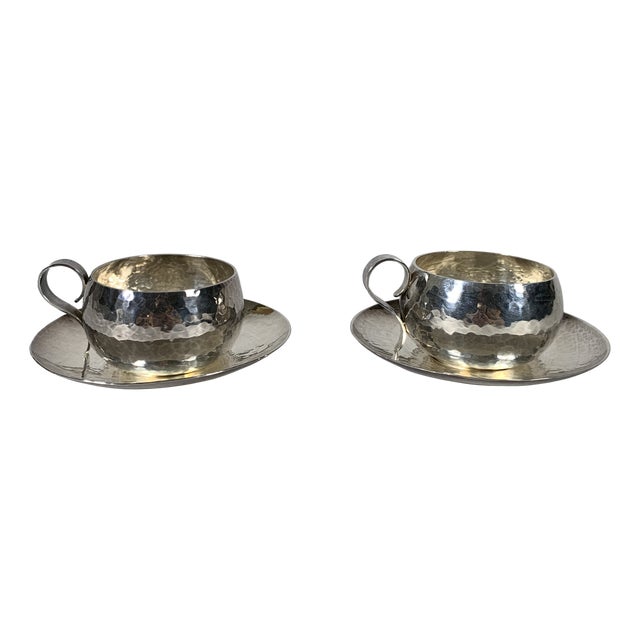 Silver-Plated Metal Cups by Jean Despres, 1950, Set of 2 For Sale
