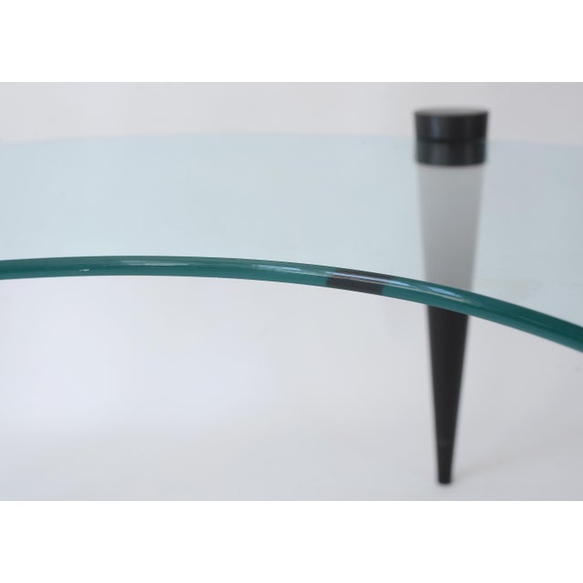 Mid Century Modern Kidney Shaped Glass Coffee Table With Cone Legs For Sale - Image 9 of 17