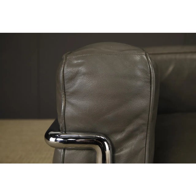 Early Year Grey Leather 'Lc3' Club Chairs by Le Corbusier for Cassina, Signed For Sale - Image 13 of 18