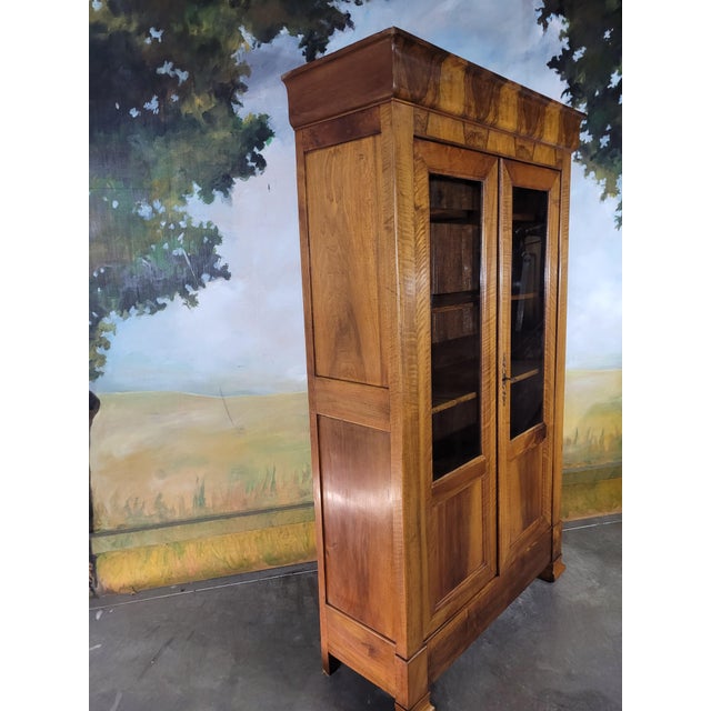 Brown Louis Philippe Walnut Bookcase in Glass For Sale - Image 8 of 12