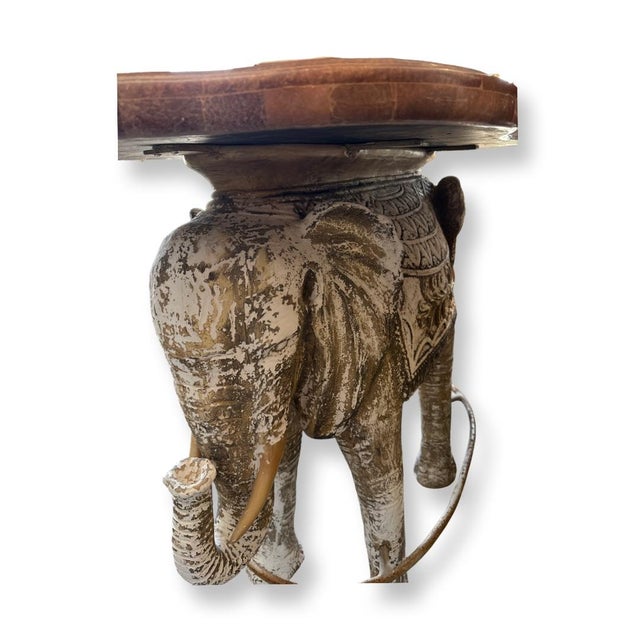 Boho Chic Vintage Bar Table Design Large Elephant Marble Top For Sale - Image 3 of 5