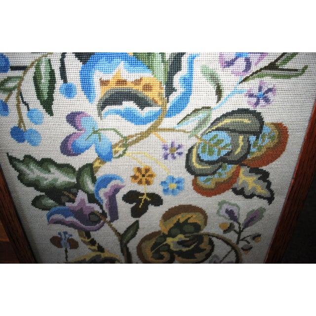Jacobean Antique Jacobean Designed Needlepoint Fireplace Screen For Sale - Image 3 of 10