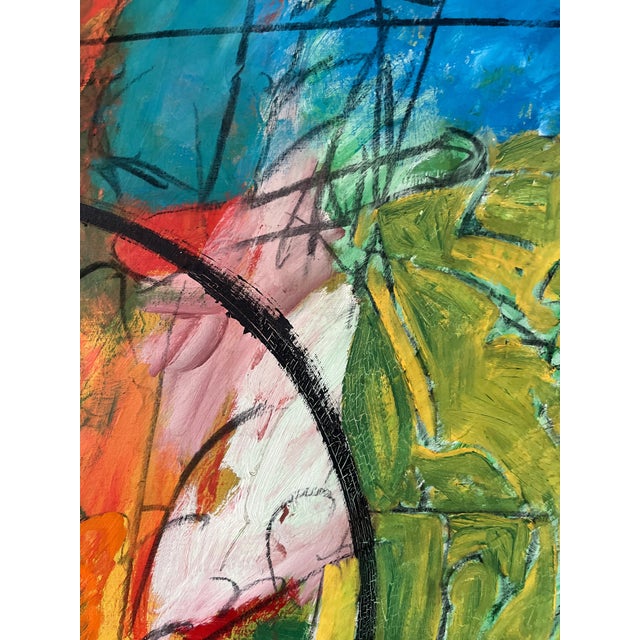 Wood Vintage Abstract Oil on Canvas Painting by Mexican Artist Alejandro Prieto For Sale - Image 7 of 10