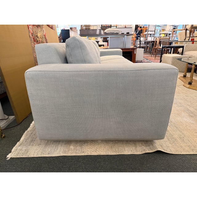 Light Gray Contemporary Light Blue Linen Sofa For Sale - Image 8 of 12