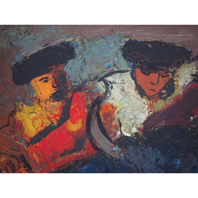 Pierre Ambrogiani, The Arrival of the Bull, Signed Oil on Canvas For Sale - Image 11 of 18