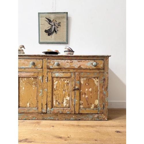 Long 19th Century Irish Dry Scraped Pine Sideboard For Sale - Image 4 of 10