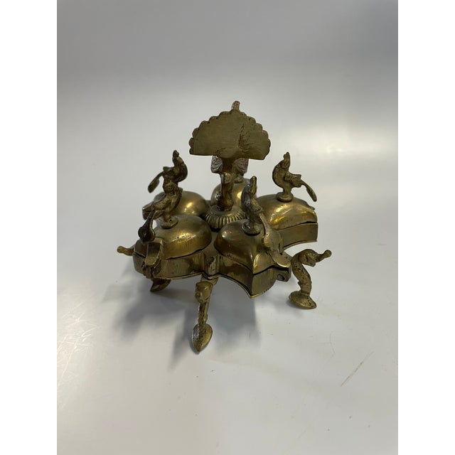 Hollywood Regency Vintage 1950s Brass Vermilion For Sale - Image 3 of 7