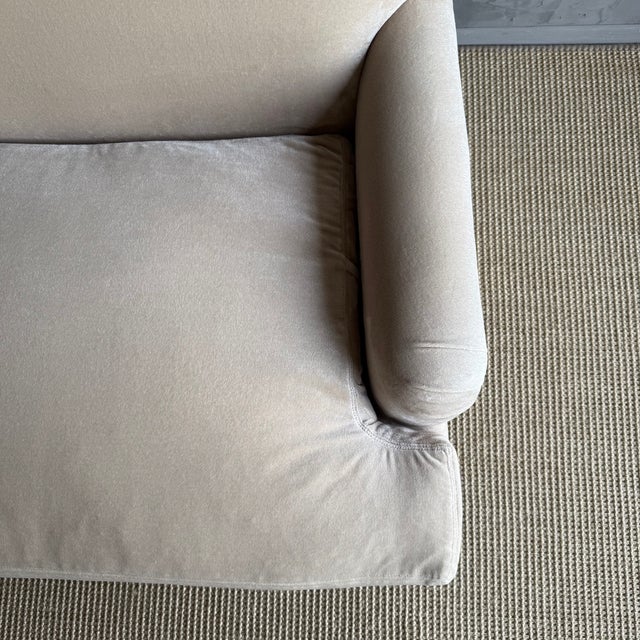Greige Custom Made Modern English Arm Sofa in Performance Linen Velvet - 86" For Sale - Image 8 of 9