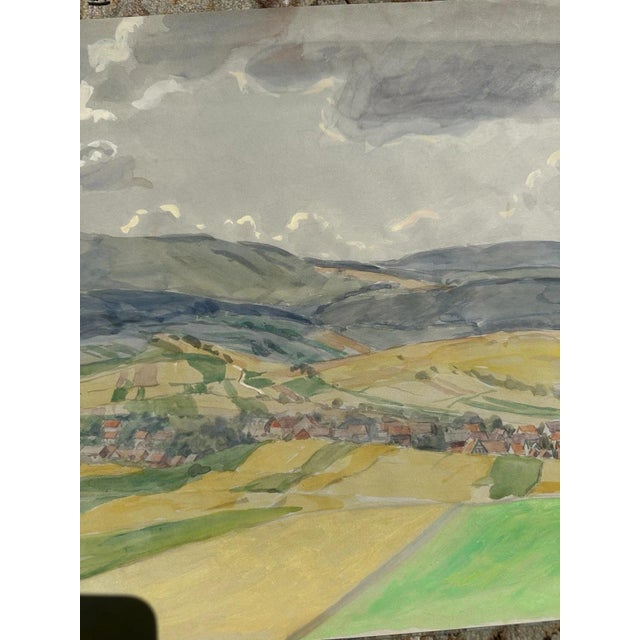 Heinrich Pforr, Wide Heights, Village and Valley Landscape in the High Meißner, 1890s, Oil on Canvas For Sale - Image 6 of 13