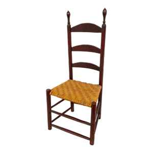 18th or 19th Century American Original Red Paint Ladderback Side Chair
