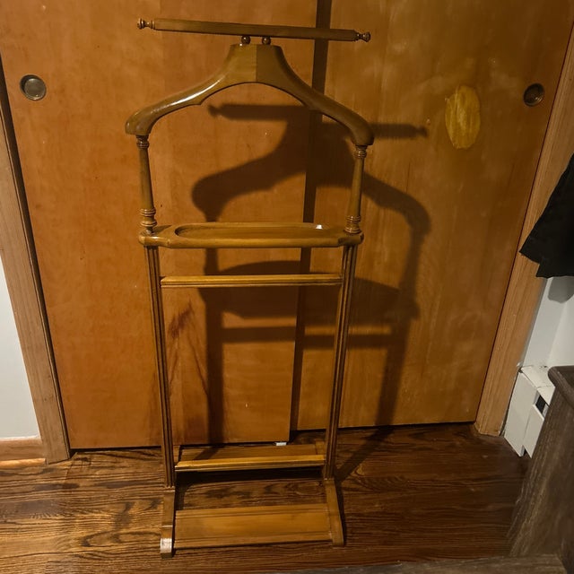 1960s Butler Brand Mid-Century Modern Brown Wood Valet Stand For Sale - Image 12 of 12