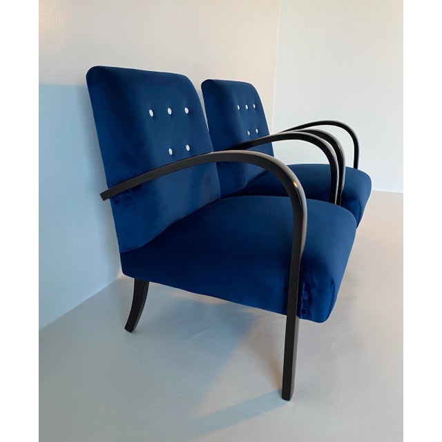 Set of Italian Art Deco Blue Armchairs, 1930s For Sale - Image 3 of 10