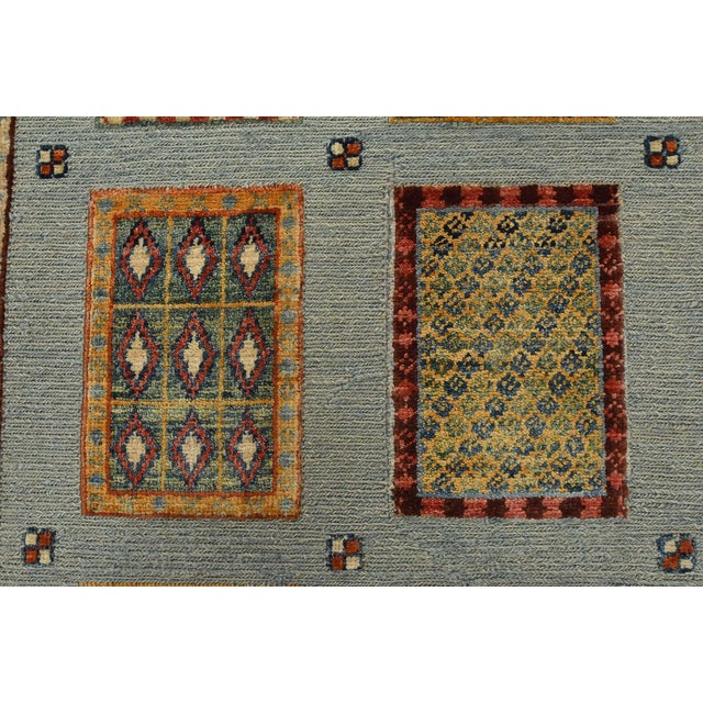 Blue Barjasta Rug 6’9” X 9’10” Blue Wool Tribal Hand-Knotted Oriental Carpet For Sale - Image 8 of 12