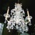 Fine quality four-arm beaded French crystal chandelier.