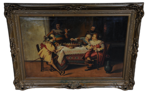 Chess Game, 1890, Oil Painting, Framed