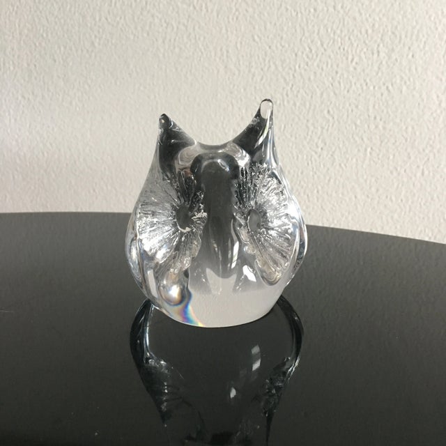 Transparent Daum of France Owl Crystal Glass Paper Weight For Sale - Image 8 of 9