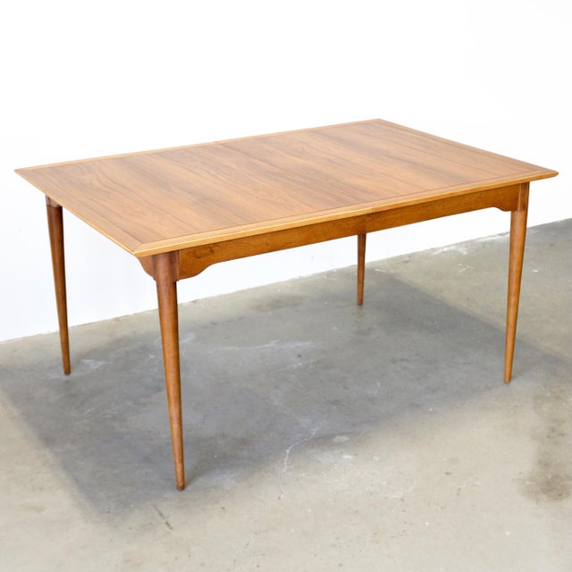 Lane Furniture 1950s Attributed to Lane “Copenhagen” Walnut & Ash Dining Table For Sale - Image 4 of 18