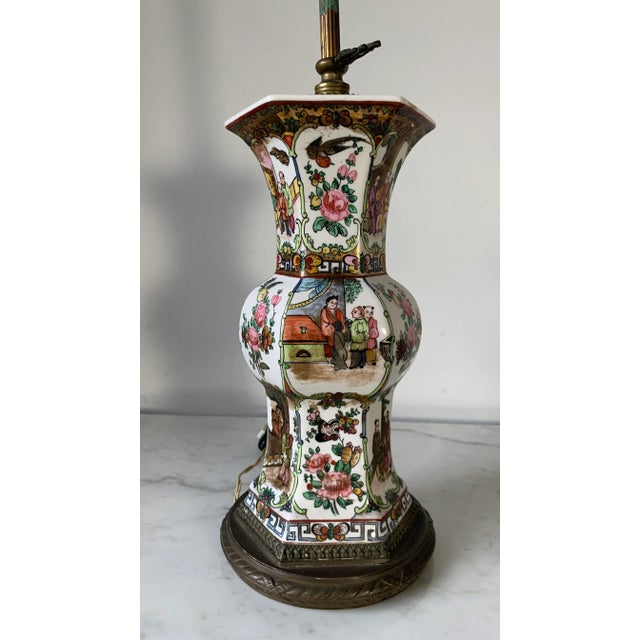 18th/19th Qing Chinese Porcelain Famille Rose Gu Vase Converted Lamp For Sale - Image 4 of 13