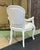 Modern Louis XV Style Cabriolet Armchair in Painted Wood and White Imitation Leather Upholstery For Sale - Image 9 of 12