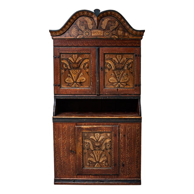Hand-Painted Folk Armoire, Sweden, 1835 For Sale