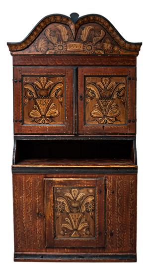 Hand-Painted Folk Armoire, Sweden, 1835