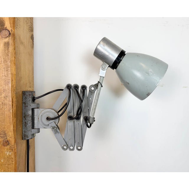 Industrial Grey Scissor Wall Lamp, 1960s For Sale - Image 17 of 18