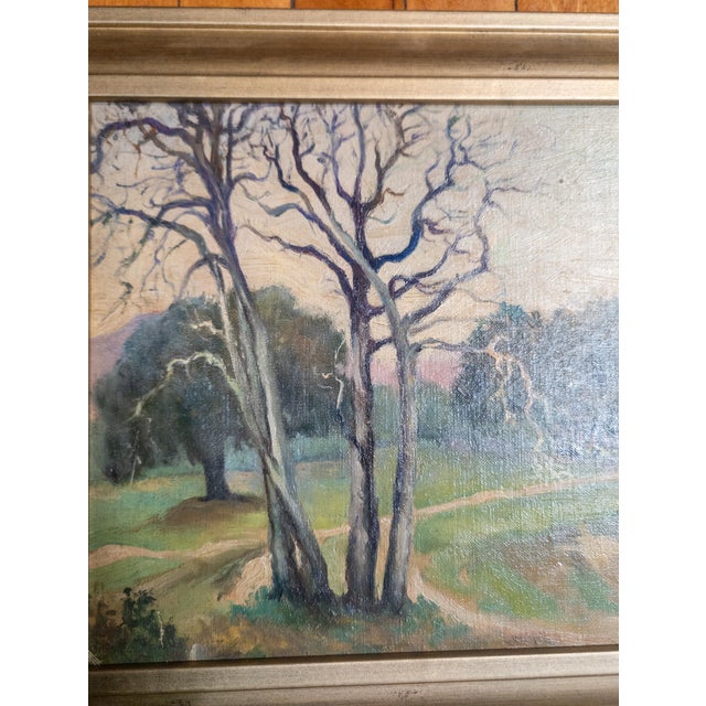Textile 20th Century American Impressionist Landscape Painting, Unsigned For Sale - Image 7 of 9