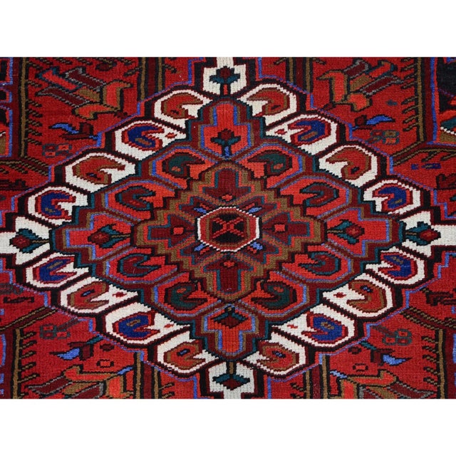 1960 9'10"x12'6" Sceptre Red Pure Wool Vintage Persian Heriz Hand Knotted Clean Rug For Sale - Image 12 of 12