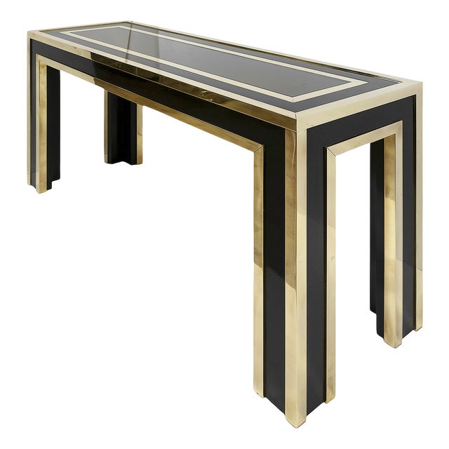 Mid-Century Modern Italian Wood and Glass Console Table, 1970 For Sale