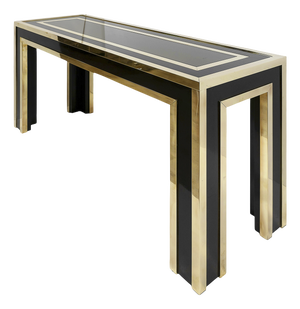 Mid-Century Modern Italian Wood and Glass Console Table, 1970