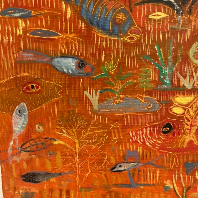 Abstract Expressionism Susan B. Howard Original Oil Painting “Sienna Swim” 1999 For Sale - Image 3 of 7