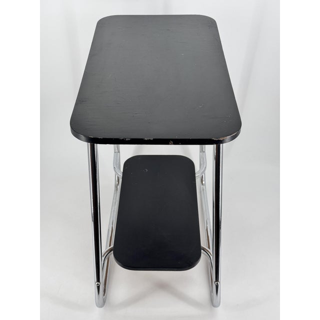 Bauhaus Side Table in Chrome and Wood, 1930s For Sale - Image 12 of 18