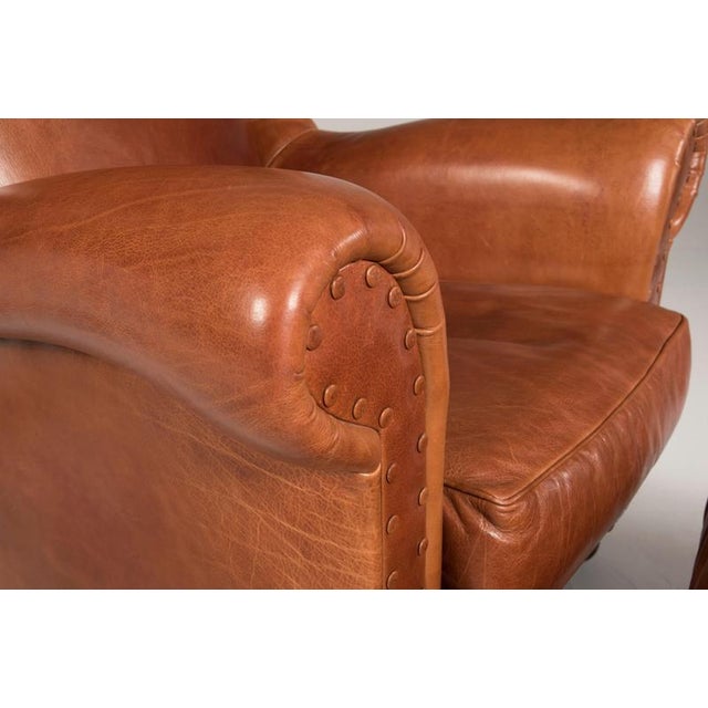 Brown Leather Chairs with Ottomans from Baxter, Set of 4 For Sale - Image 8 of 18