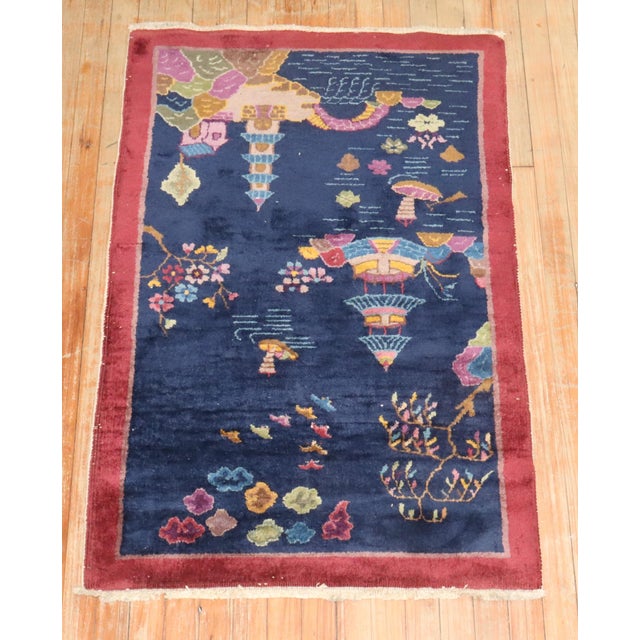Zabihi Collection Chinese Art Deco Small Rug For Sale - Image 4 of 8
