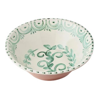 Casa Nuno Green and White Large Bowl For Sale