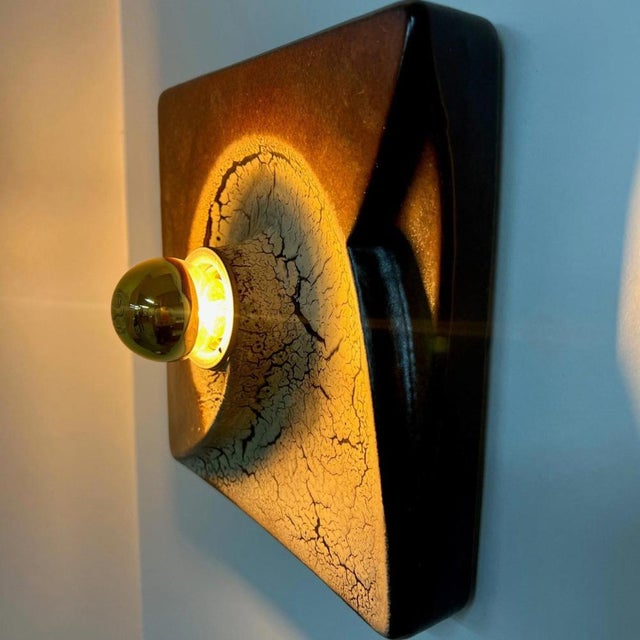German Brown Square Ceramic Wall Light by Hustadt Keramik, 1970 For Sale - Image 13 of 18