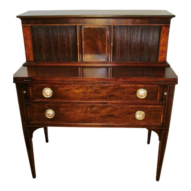 1940s Mahogany Tambour Desk Made by Beacon Hill of Boston For Sale