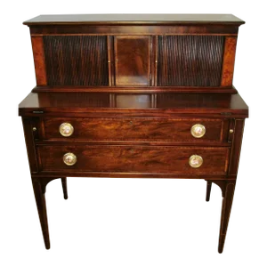 1940s Mahogany Tambour Desk Made by Beacon Hill of Boston