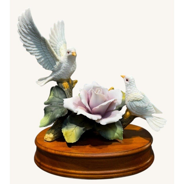White Vintage San Francisco Music Box White Doves Pink Rose Wind Beneath My Wings For Sale - Image 8 of 8