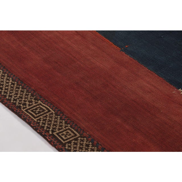 Vintage Turkish Patchwork Rug Kilim With Red and Blue Stripes - Rug & Kilim For Sale In New York - Image 6 of 9