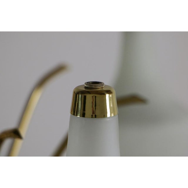 Mid-Century Italian Six Lights Gold and Ivory Chandelier attributed to Stilnovo, 1960s For Sale - Image 14 of 17
