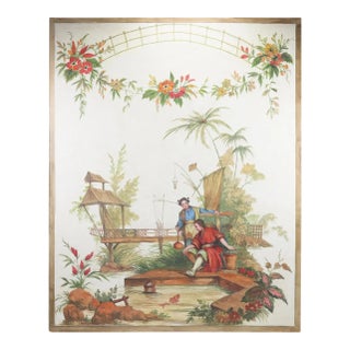 Vintage 18th Century European "Chinoiserie" Style Decorative Painting For Sale