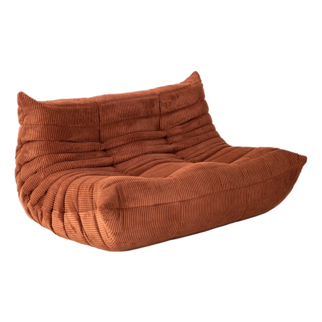 Togo Two-Seat in Brown Corduroy by Michel Ducaroy for Ligne Roset For Sale